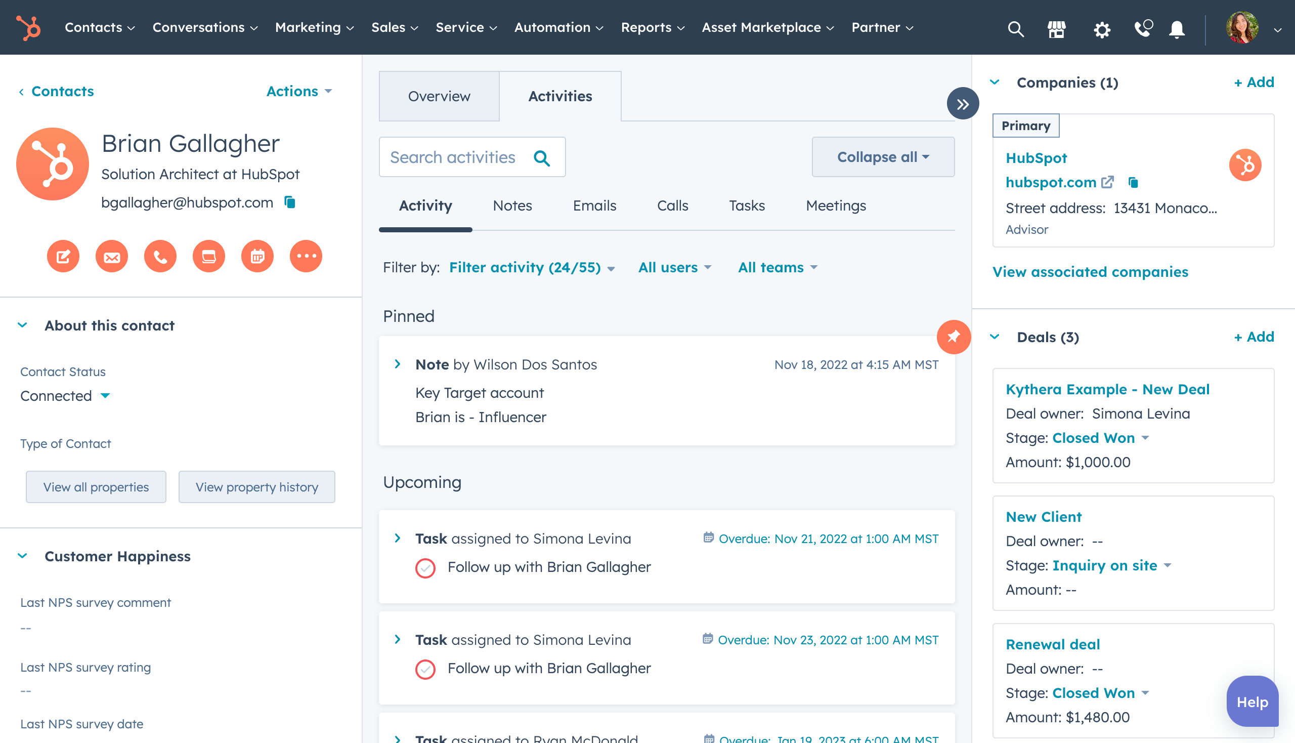 HubSpot CRM screenshot & Video